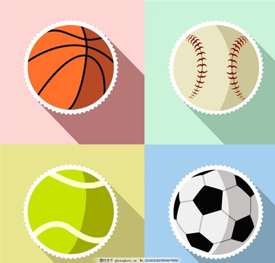 创意球类贴纸矢量素材,篮球 网球 棒球 足球 体育用品-